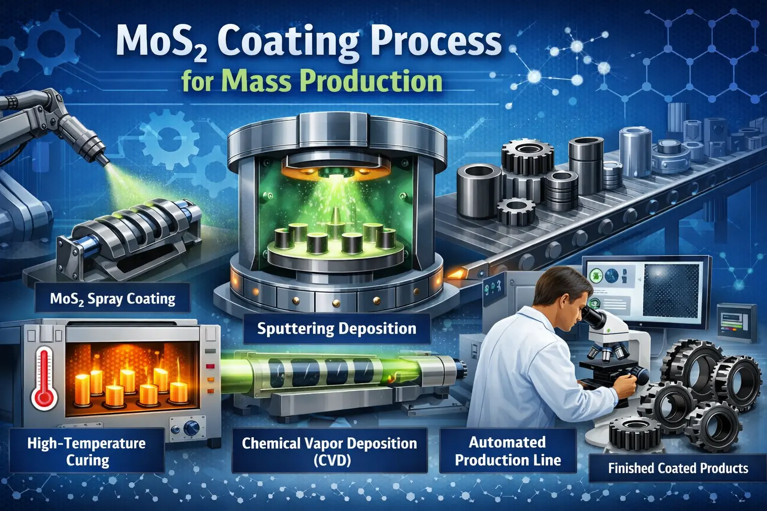 MoS₂ Coating Process for Mass Production Industrial Process