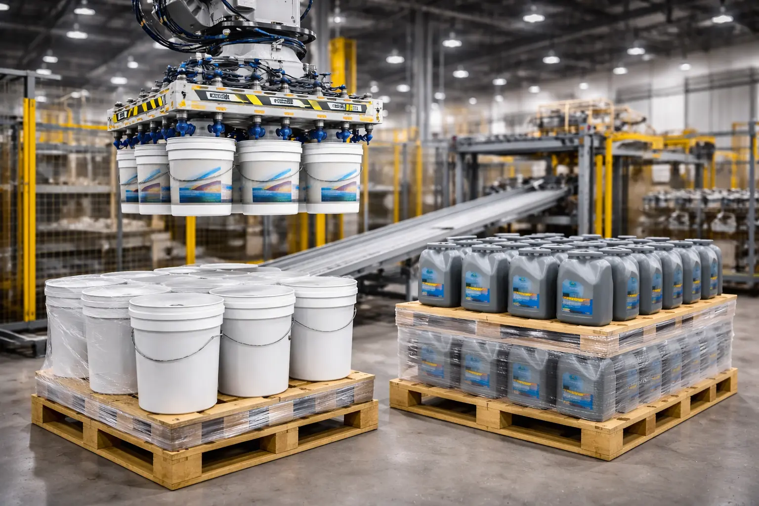 Industrial EOAT for Paint Bucket and Lubricant Container Palletizing Automation Industrial EOAT for Paint Bucket and Lubricant Container Palletizing Automation